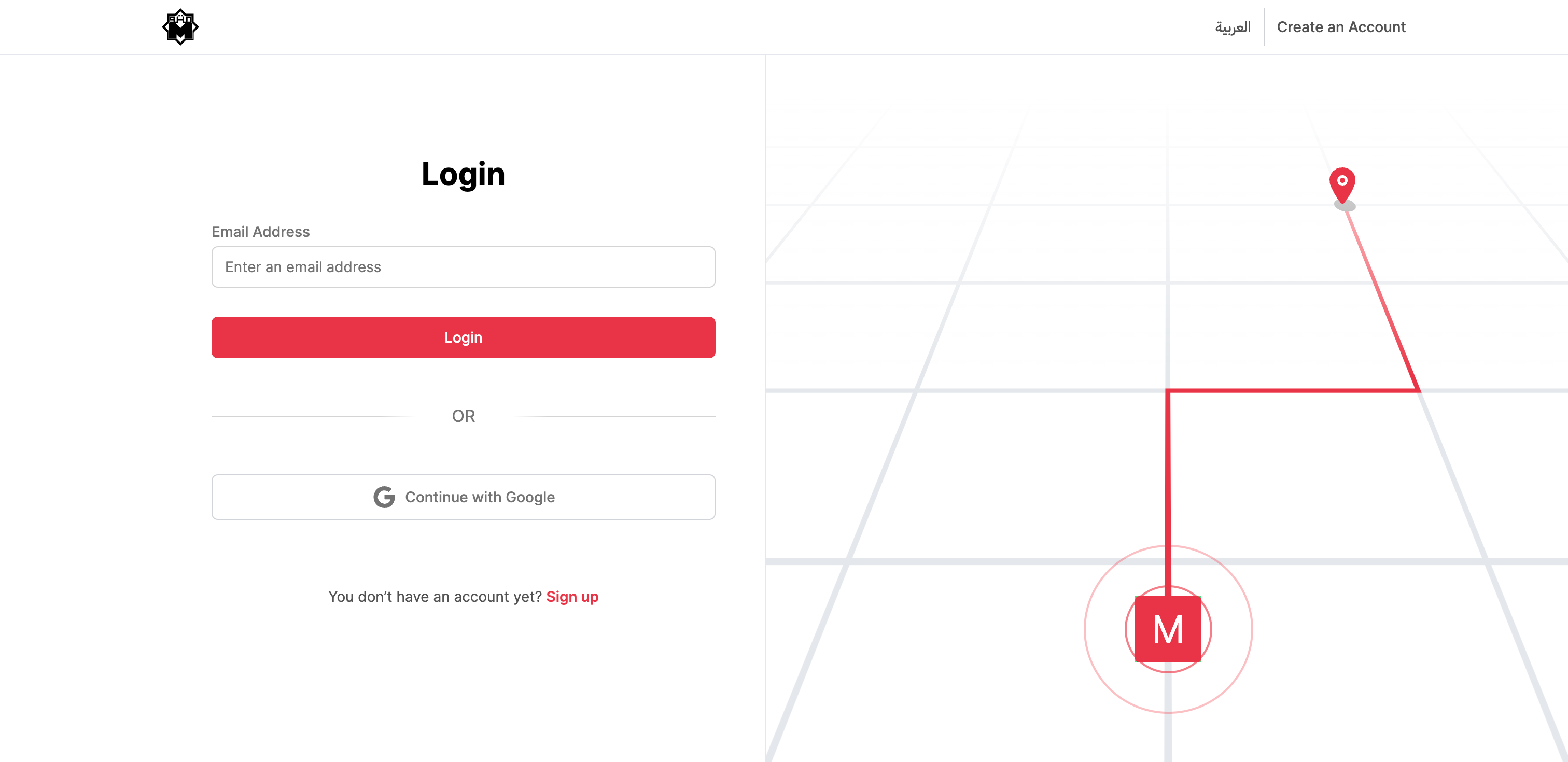 Login page