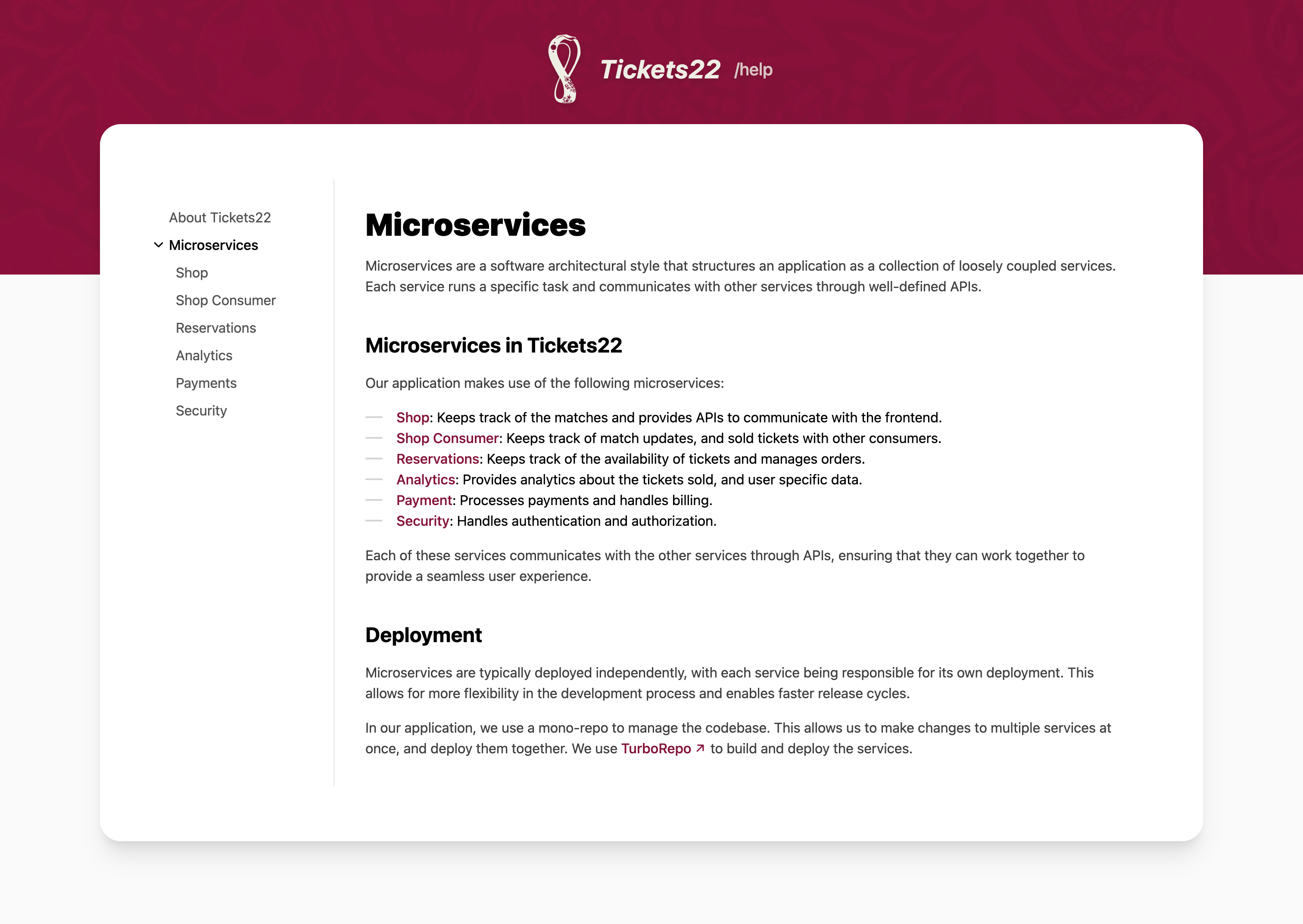 Help/Documentation Page